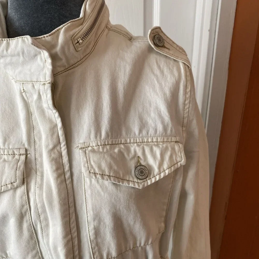 Ashley Vintage Charm Denim Jacket Women’s Size Medium Ivory Full Zip - Picture 5 of 13